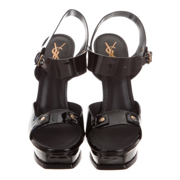 Yves Saint Laurent Shoes - Yves Saint Laurent Stud 105 patent leather platform sandals